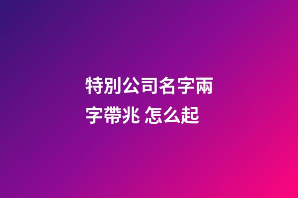 特別公司名字兩字帶兆 怎么起-第1張-公司起名-玄機(jī)派